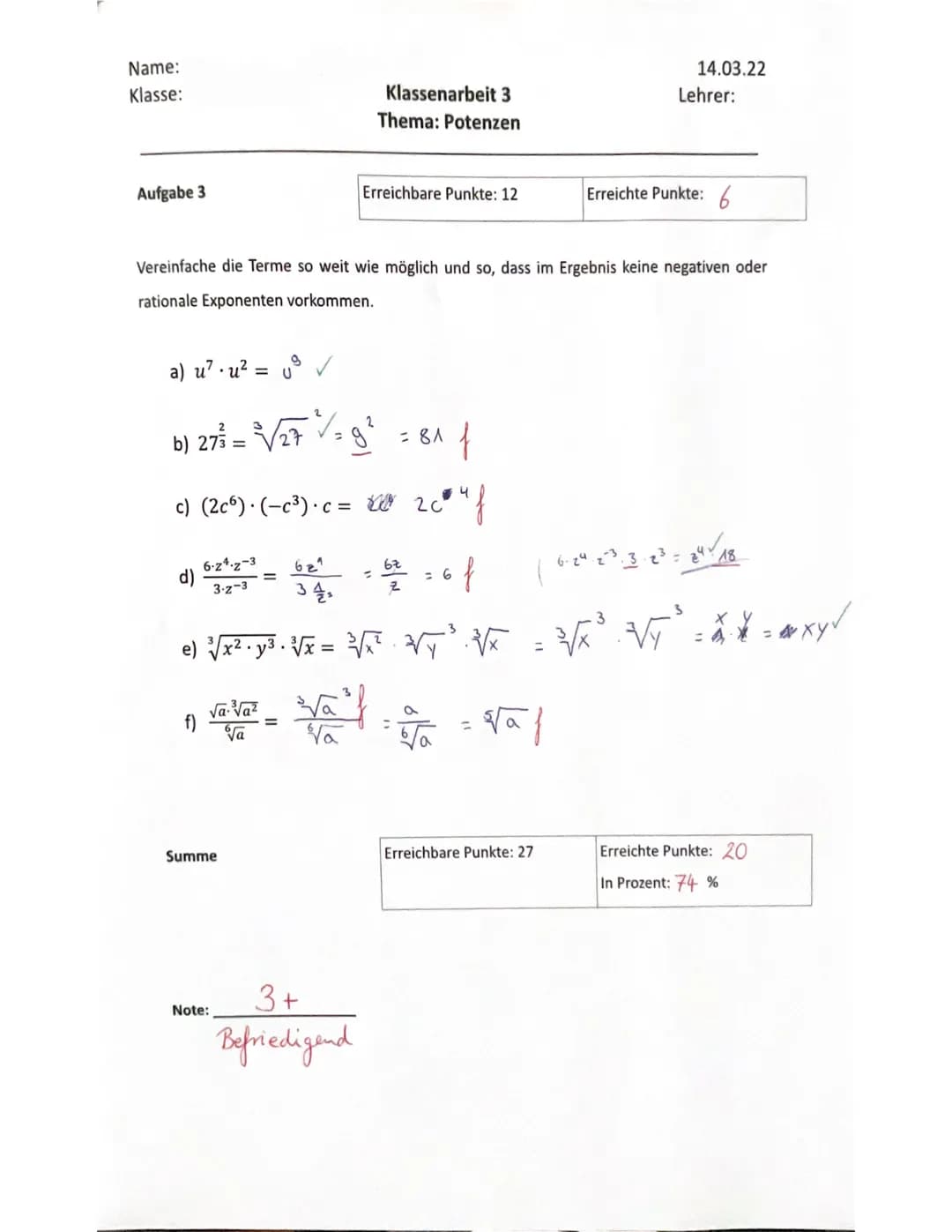 Mathematik-Lernzettel
•Was sind Potenzen?
-Die Potenz beschreibt eine mathematische(n). Ausdruck/Reduen operation, bei dem
multipliziert wir