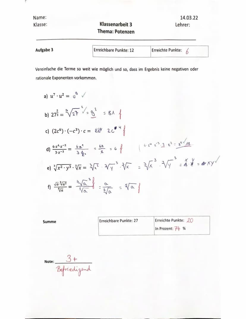 Mathematik-Lernzettel
•Was sind Potenzen?
-Die Potenz beschreibt eine mathematische(n). Ausdruck/Reduen operation, bei dem
multipliziert wir