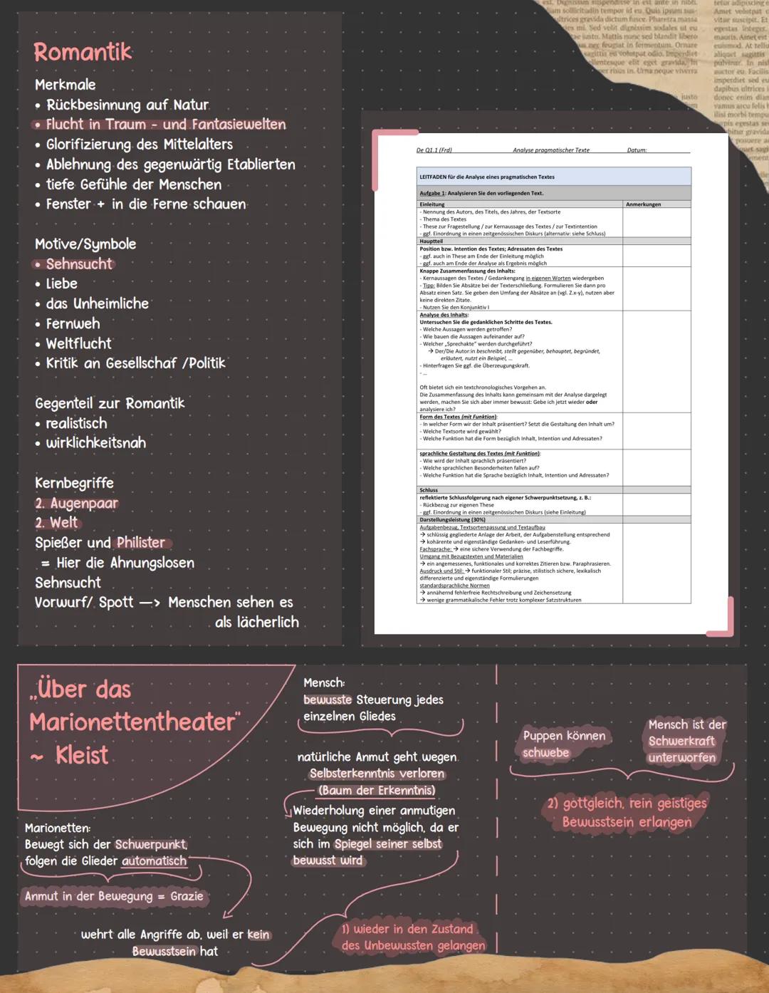 # Aufklärung
und
Romantik

Aufklärung

Ziel: Mensch aus selbst verschuldeter
Unmündigkeit bringen/ führen

Merkmale: Forderung, dass Vernunf