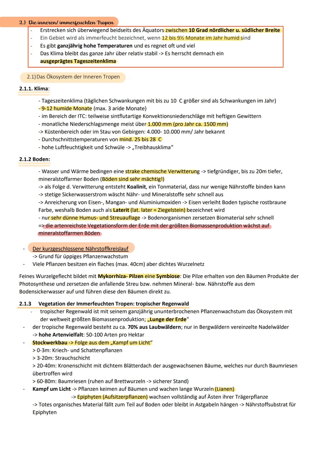 KOLLOQUIUM SCHWERPUNKT: ÖKOSYSTEM DER TROPEN
1.) Gliederung der Tropen,
Die Tropen zählen zu den Klimazonen (= großflächiges Gebiet mit ähnl