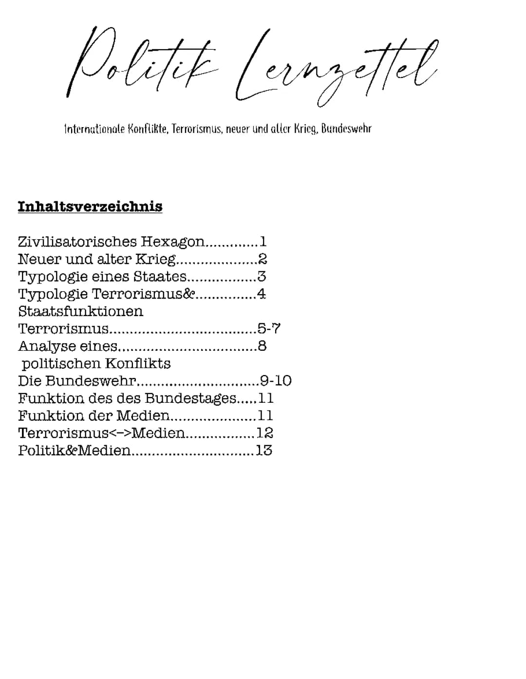 Internatinale Konflikte & Terrorismus