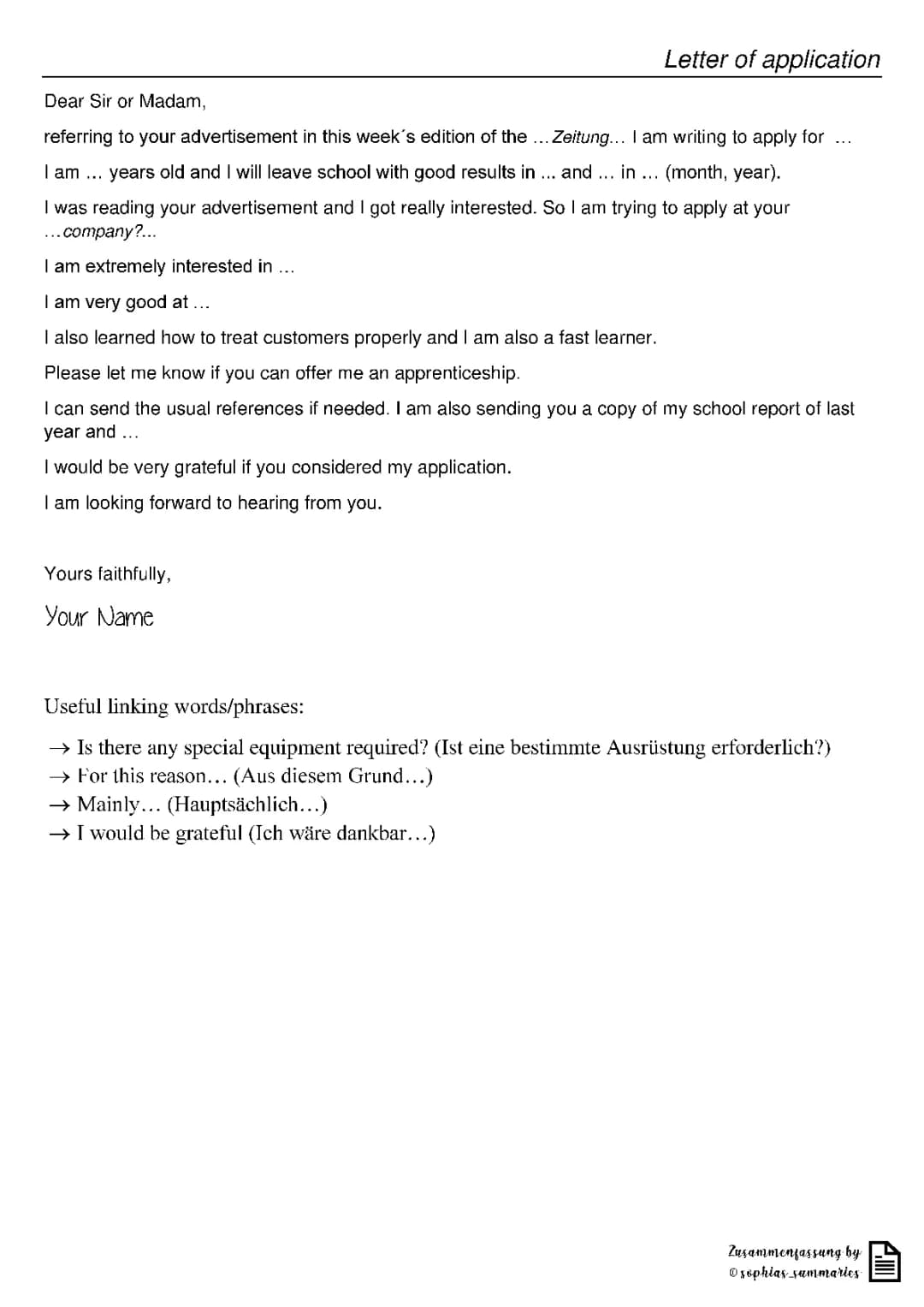 Writing | Wortbausteine für Bewerbung & Beschwerde