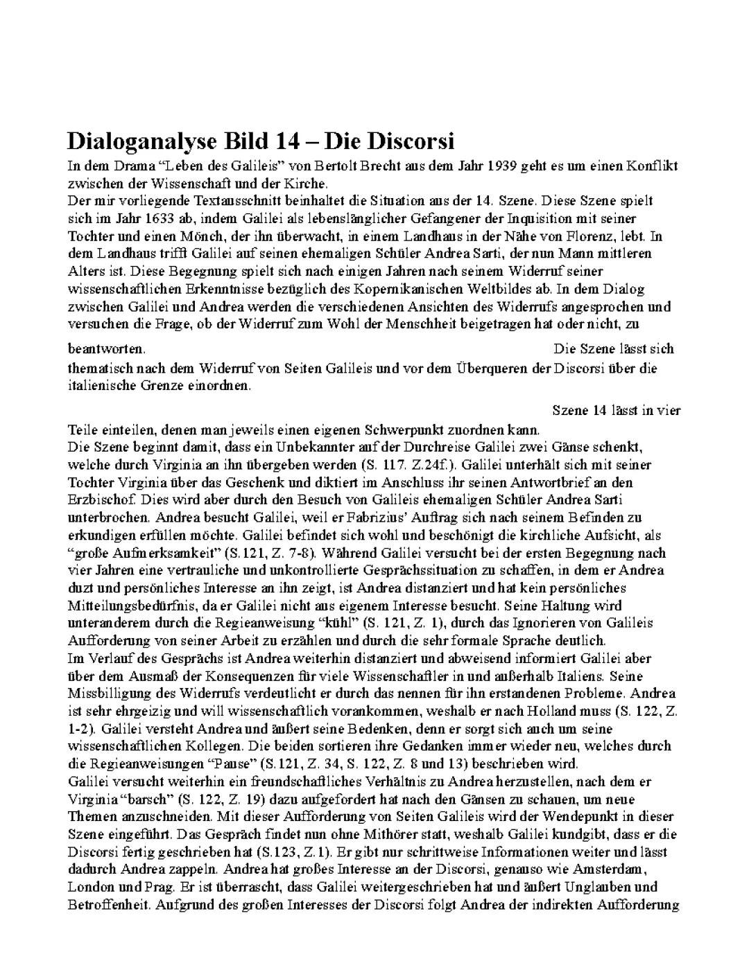 Leben des Galilei Bild 14 Zusammenfassung und Analyse