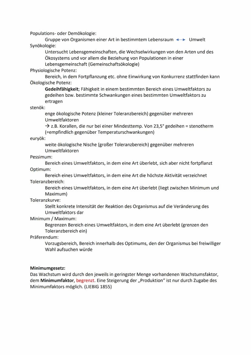 Ökologie:
Die Ökologie untersucht die Beziehungen der Lebewesen untereinander und zu ihrer
abiotischen Umwelt.
Abiotische Faktoren:
Unbelebt