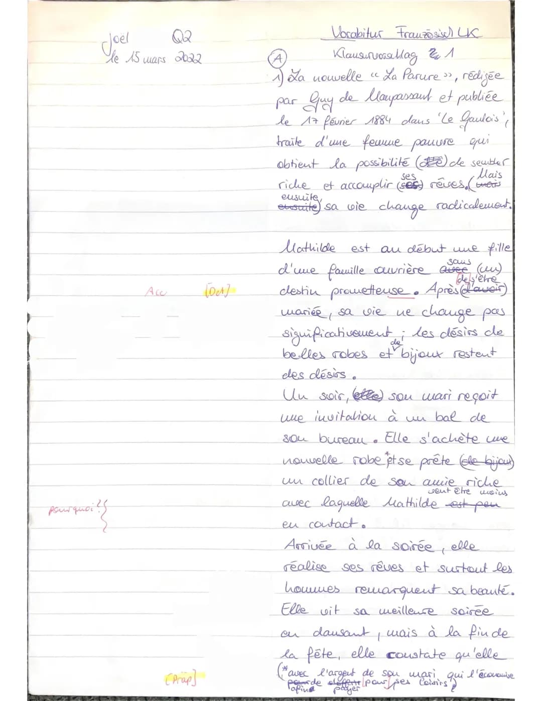 Q2 français
Vorabiklausur 2021/2022
Thème 1: Conceptions de vie et de société dans la littérature réaliste et naturaliste
Klausurteil A: lir