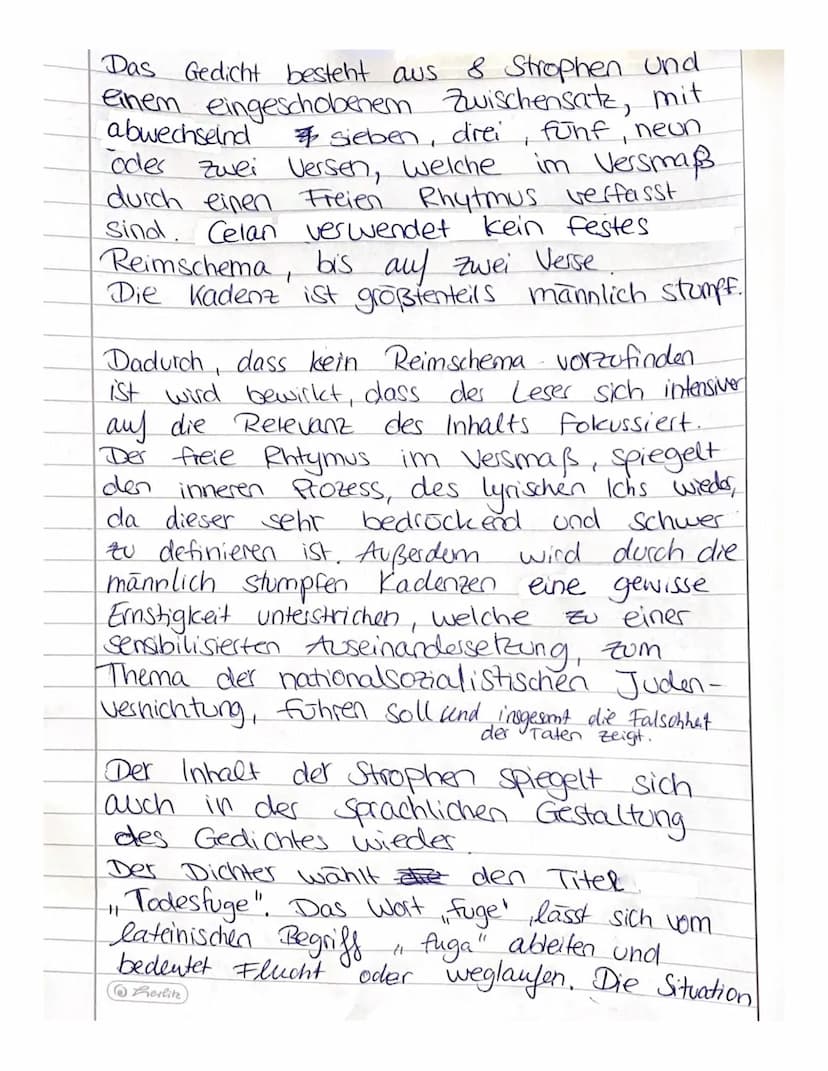 Gedichtsanalyse - Todesfuge von Paul Celan
Das Gedicht, Todesfuge" von Paul Celan, wurde
in
einem Zeitraum zwischen 1920 bis 1970,
Nationals
