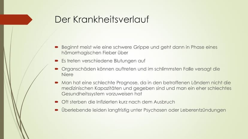 Ebola Handout
Was ist Ebola überhaupt?
- Viruskrankheit, die nach dem Fluss Ebola in der
demokratischen Republik Kongo benannt wurde, wo
das