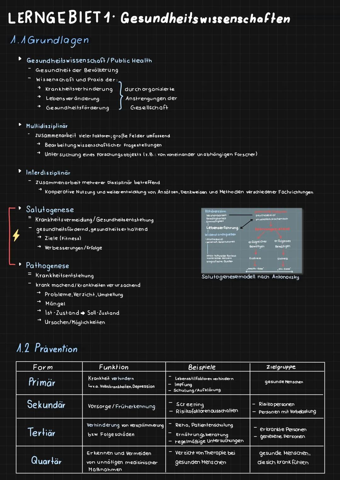Lerngebiet 1: Gesundheitswissenschaften LERNGEBIET 1. Gesundheitswissenschaften
1.1 Grundlagen
▸ Gesundheitswissenschaft/ Public Health
Gesu