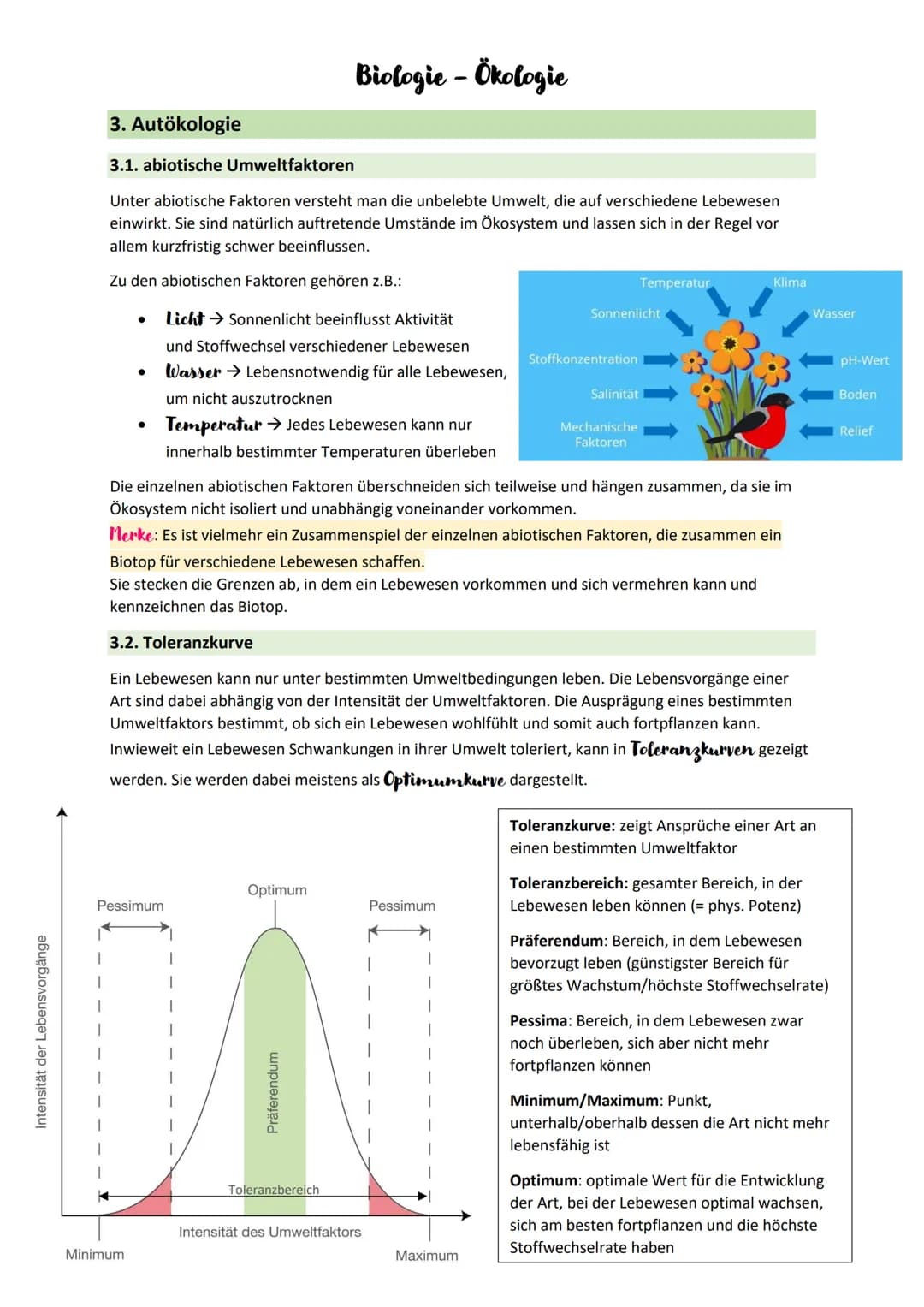Biologie - Ökologie
1. Grundbegriffe - und Beziehungen der Ökologie
Ökologie
Lehre von den Wechselwirkungen zwischen Lebewesen und der Umwel
