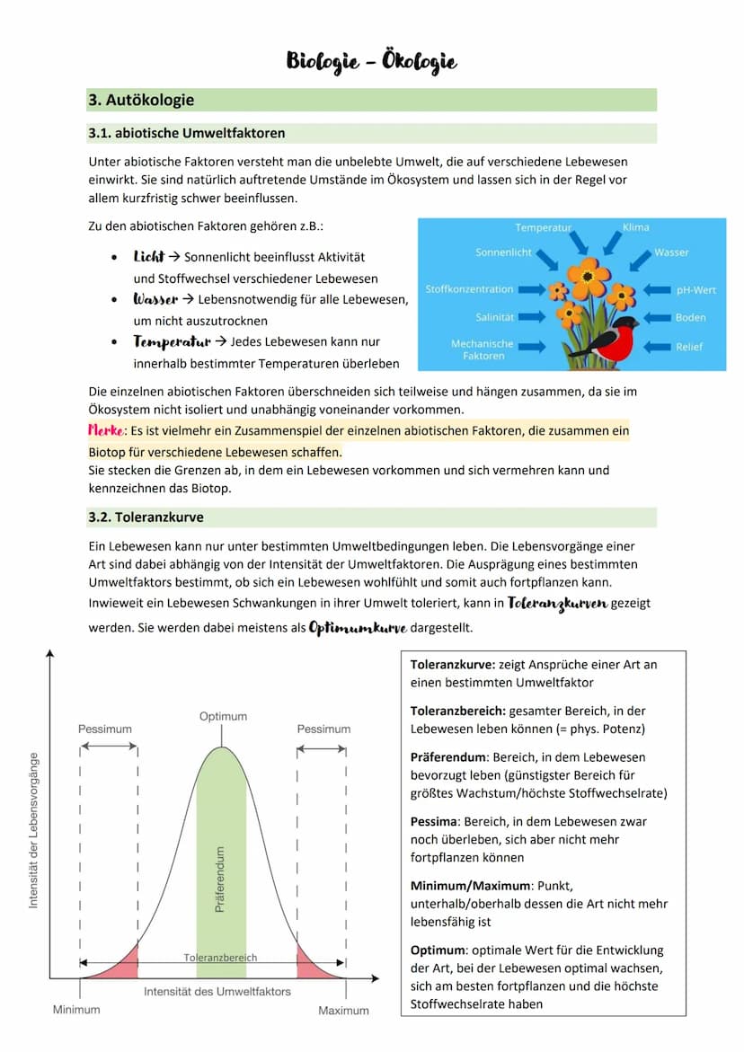 Biologie - Ökologie
1. Grundbegriffe - und Beziehungen der Ökologie
Ökologie
Lehre von den Wechselwirkungen zwischen Lebewesen und der Umwel