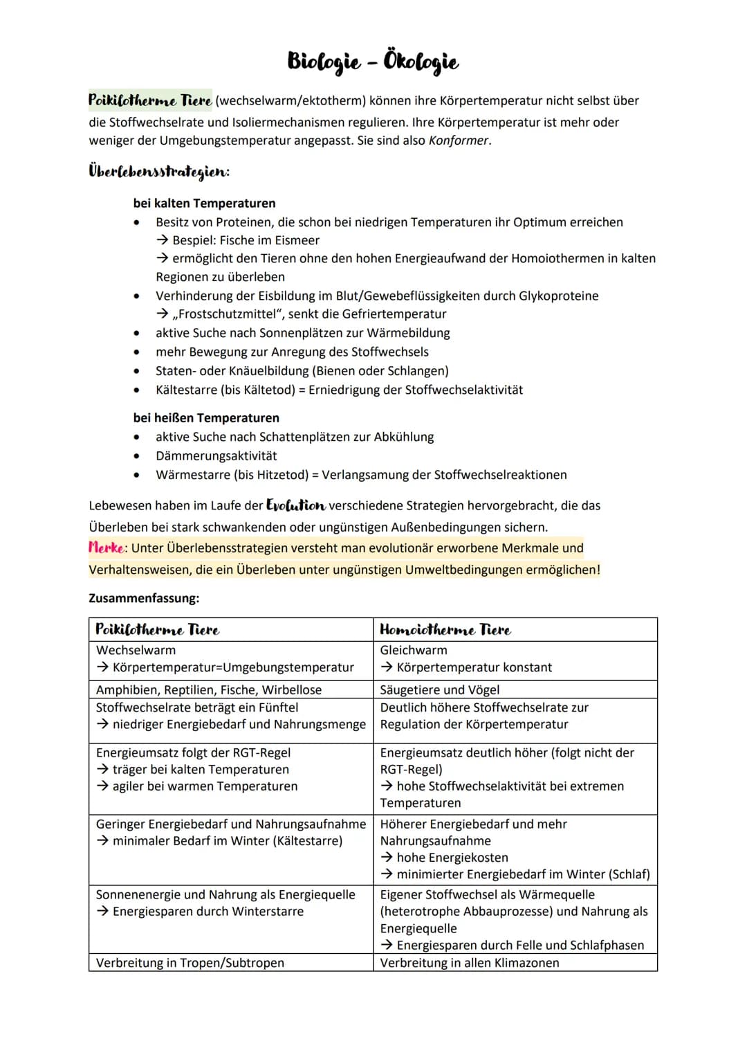 Biologie - Ökologie
1. Grundbegriffe - und Beziehungen der Ökologie
Ökologie
Lehre von den Wechselwirkungen zwischen Lebewesen und der Umwel
