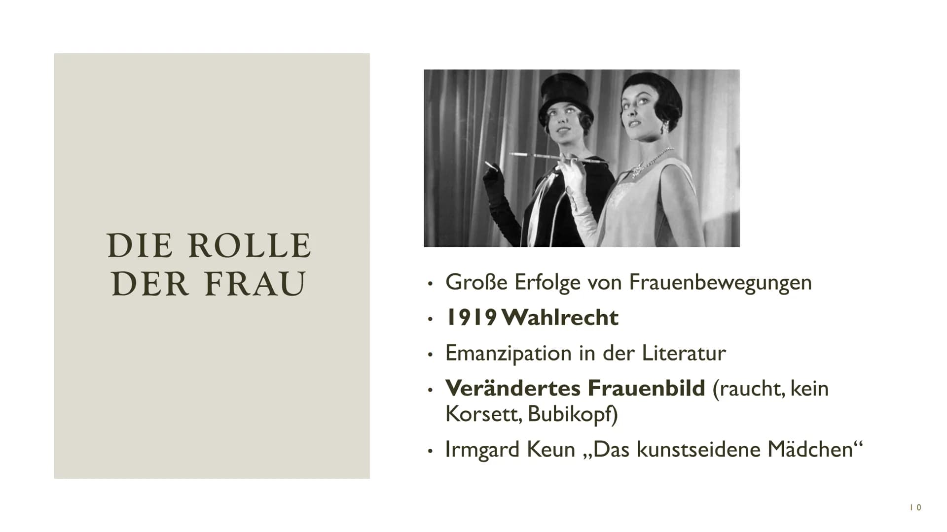 LITERATUR IN DER WEIMARER
REPUBLIK
1919-1933 GLIEDERUNG
• Historischer Hintergrund
●
• Rolle der Frau
Literatur
• Inhalte und Themen
• Neue 