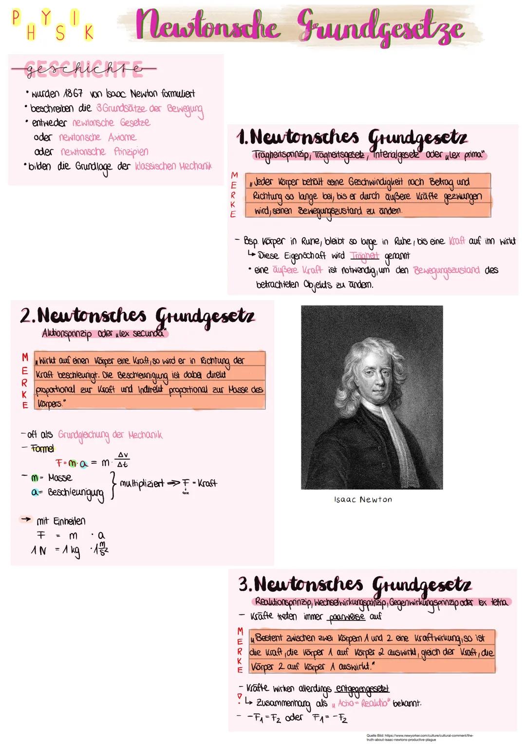 # PHYSIK Newtonsche Grundgesetze

## geschichte
*   wurden 1867 von Isaac Newton formuliert
*   beschreiben die 3 Grundsätze der Bewegung
  
