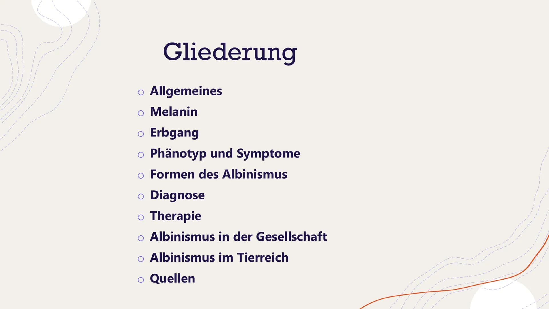 Albinismus
Von Henriette Dehnel Gliederung
Allgemeines
o Melanin
o Erbgang
o Phänotyp und Symptome
Formen des Albinismus
o Diagnose
o Therap