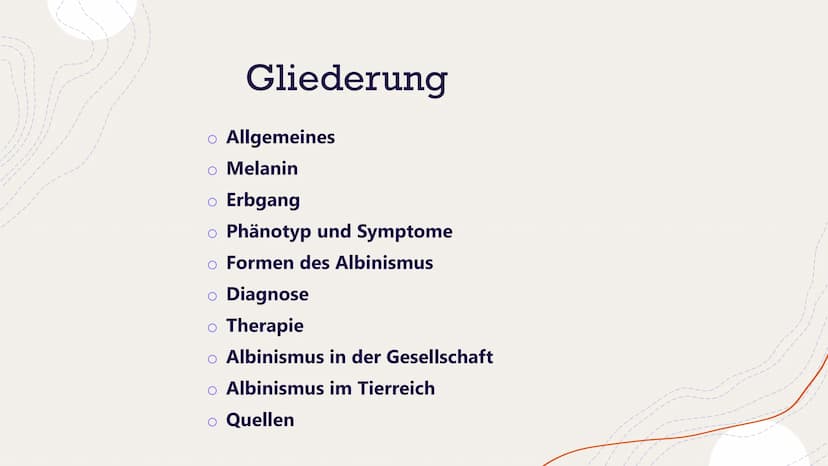 Albinismus
Von Henriette Dehnel Gliederung
Allgemeines
o Melanin
o Erbgang
o Phänotyp und Symptome
Formen des Albinismus
o Diagnose
o Therap