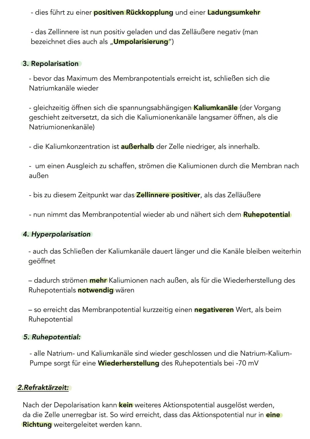 Neurobiologie
Aktionspotential
Ein Aktionspotential beschreibt die vorübergehende Änderung des Membranpotentials,
welches durch das Öffnen u