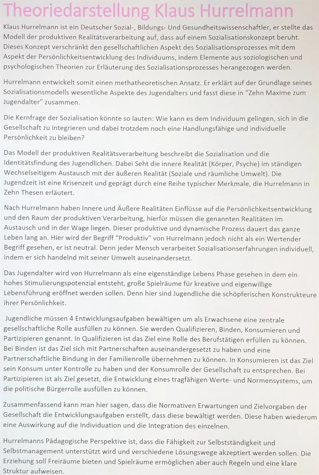 Theoriedarstellung Klaus Hurrelmann
Klaus Hurrelmann ist ein Deutscher Sozial-, Bildungs- Und Gesundheitswissenschaftler, er stellte das
Mod