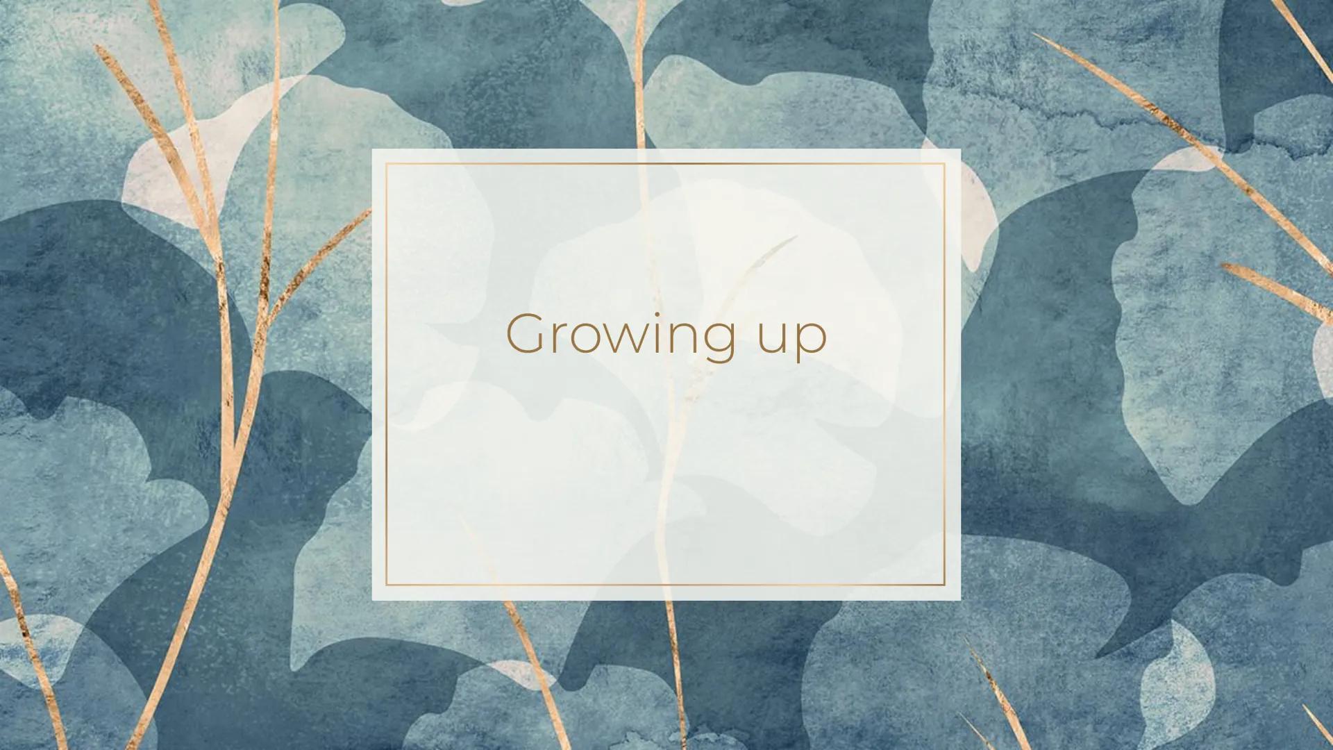 Growing up
2 0
0
0
0
0
0
Infancy
Early childhood
Middle childhood
Adolescence
Young adulthood
Middle adulthood
Old age
Stages of growing up
