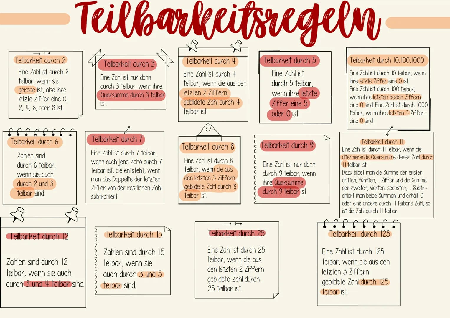 Teilbarkeit durch 2
Eine Zahl ist durch 2
teilbar, wenn sie
gerade ist, also ihre
letzte Ziffer eine 0,
2, 4, 6, oder 8 ist.
Teilbarkeit dur