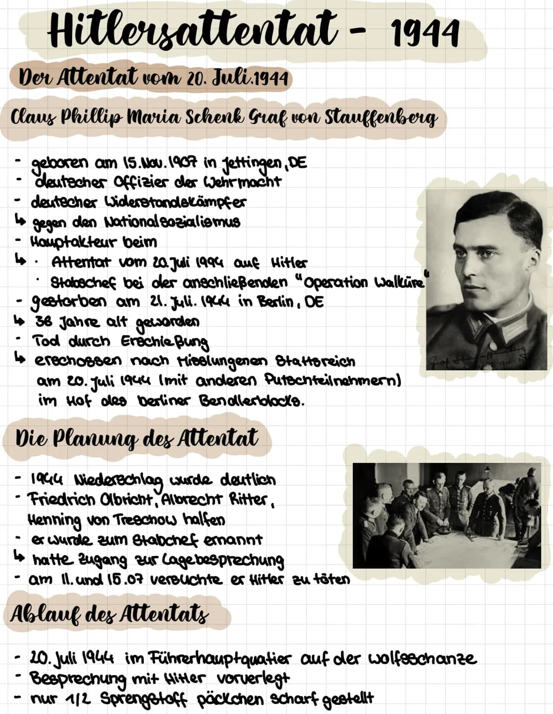 Hitlersattentat - 1944
Der Attentat vom 20. Juli 1944
Claus Phillip Maria Schenk Graf von Stauffenberg
geboren am 15.Nov. 1907 in Jettingen,
