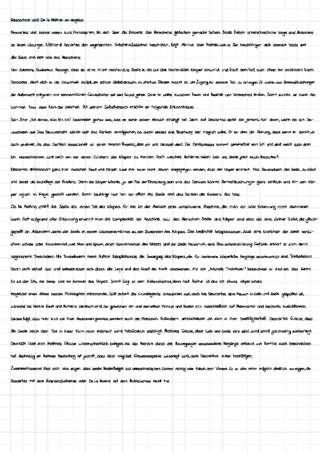Vergleich De La Mettrie und Descartes