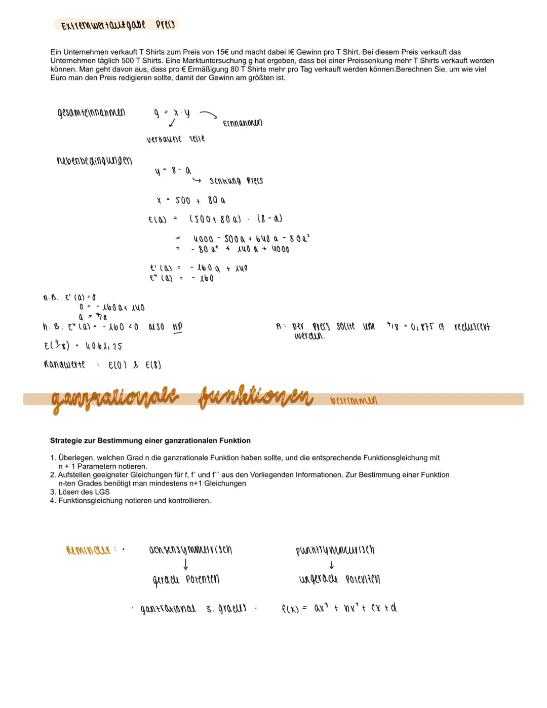 aefunition
Unter einer ganz rationalen Funktion /Oder Polynom funktion) vom grad n versteht man eine reelle Funktion der Form
n-A
+: x→ anx"