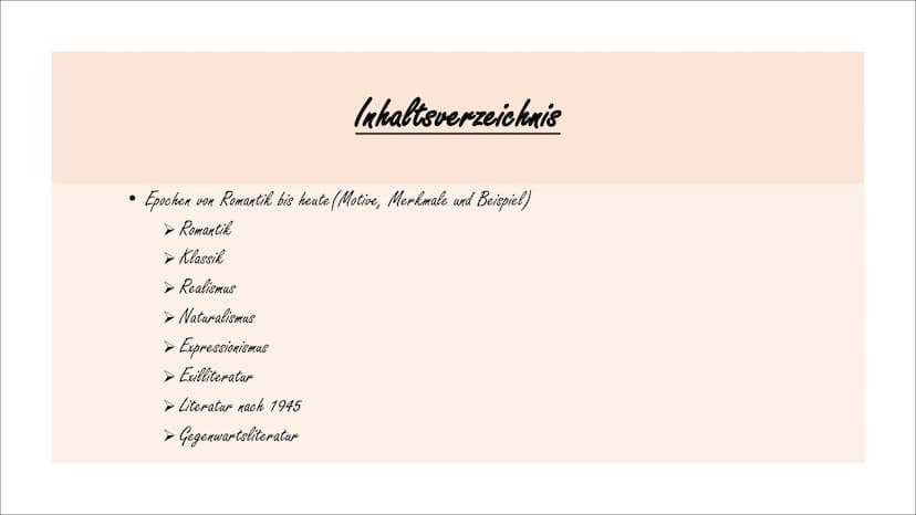 Lyrik ●
Inhaltsverzeichnis
Epochen
von Romantik bis heute (Motive, Merkmale und Beispiel)
➤ Romantik
➤ Klassik
➤ Realismus
➤ Naturalismus
➤ 