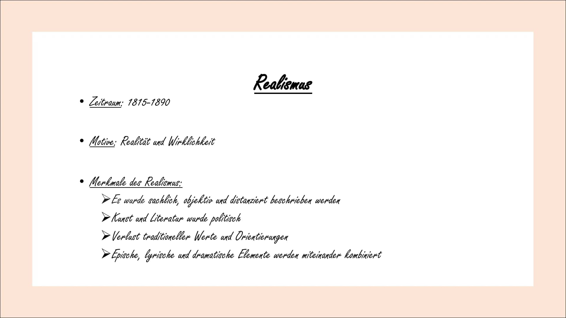 Lyrik ●
Inhaltsverzeichnis
Epochen
von Romantik bis heute (Motive, Merkmale und Beispiel)
➤ Romantik
➤ Klassik
➤ Realismus
➤ Naturalismus
➤ 