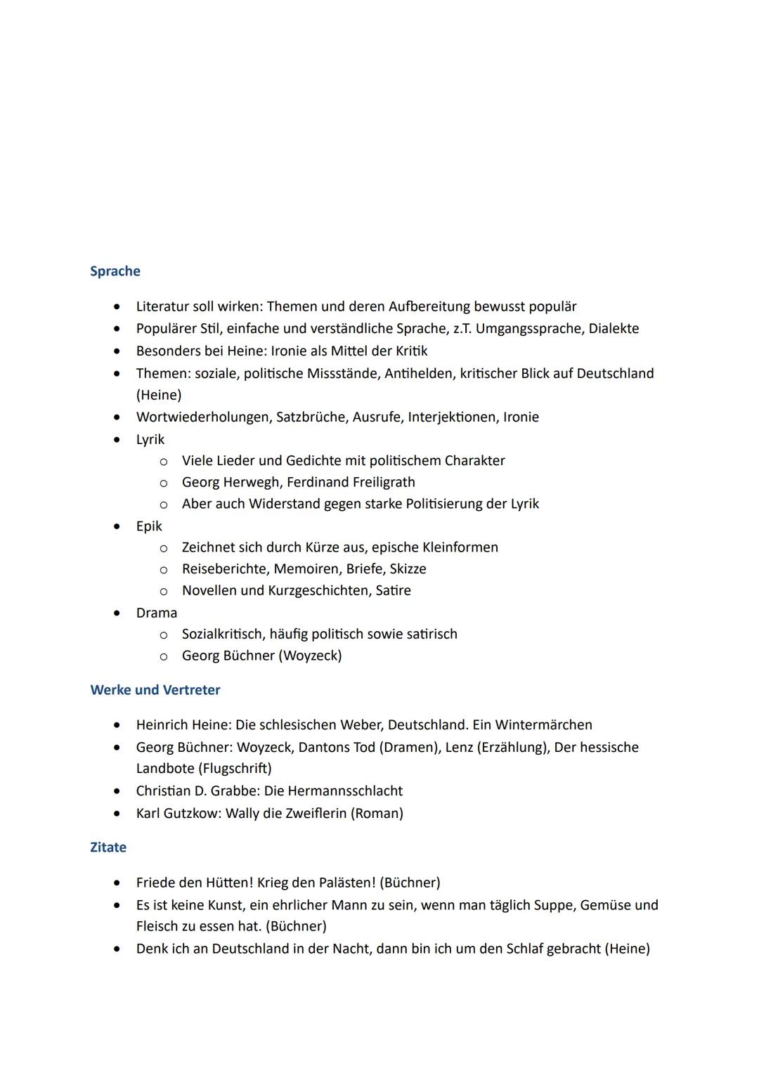 Vormärz und junges Deutschland
Ca. 1815 bis 1848
Vormärz: Zeit zwischen der französischen Julirevolution und der deutschen
Märzrevolution (d