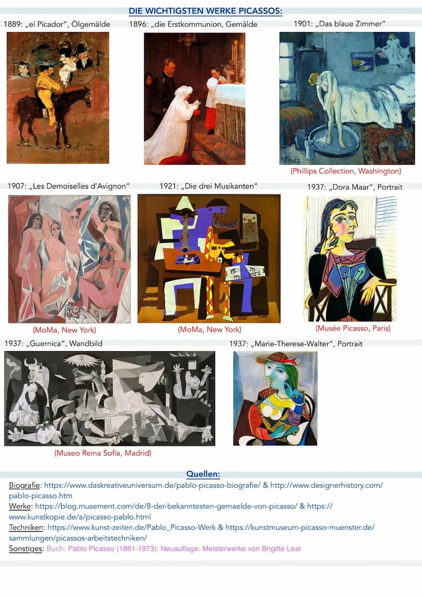 Pablo Ruiz Picasso
LEBENSLAUF
25.10.1881: Geburt in Malaga, Spanien
1889: erstes Ölgemälde Pikador (Alter: 8 Jahre)
1891: Umzug nach la Coru