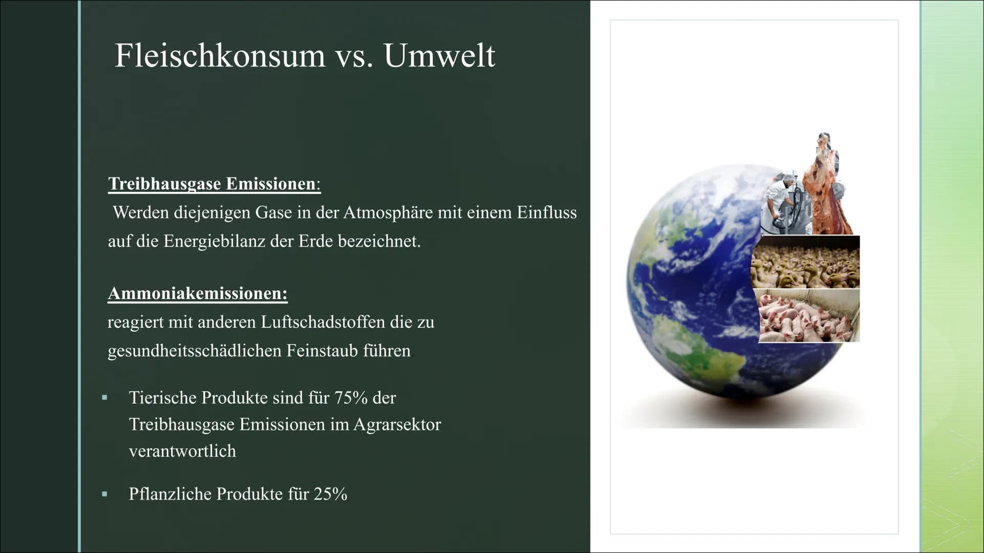 Große Folgen für
die Umwelt
Fleischkonsum ■
■
Gliederung:
Fleischkonsum in Deutschland
Massentierhaltung
■ Fleischkonsum VS Umwelt
Soja und 