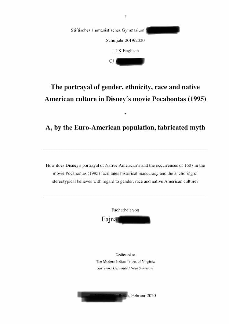 Know Facharbeitsbeispiel Englisch - The portrayal of gender,ethnicity,race and Native American culture in Disney’s movie Pocahontas  thumbnail
