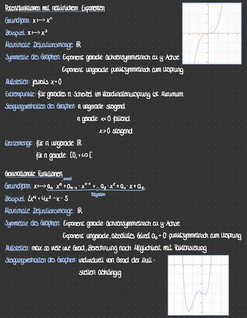zusammenfassung funktionstypen
Lineare Funktionen
Grundform xm x +t
Beispiel: x->2x-5
Maximale Definitionsmenge IR
Symmetrie des Graphen ach