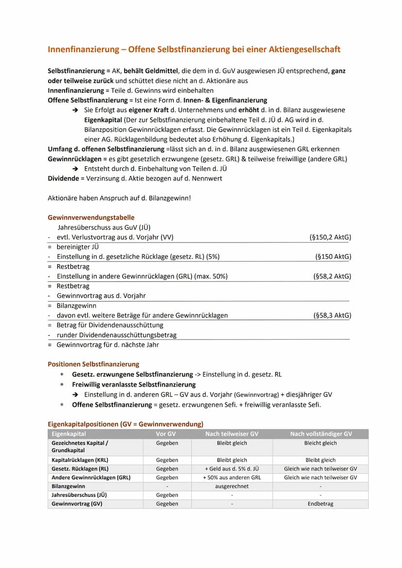 Die Aktiengesellschaft
Wie kann die GmbH Kapital für die Übernahme aufbringen?
Maßnahmen zur Kapitalaufbringung Beurteilung dieser Maßnahmen