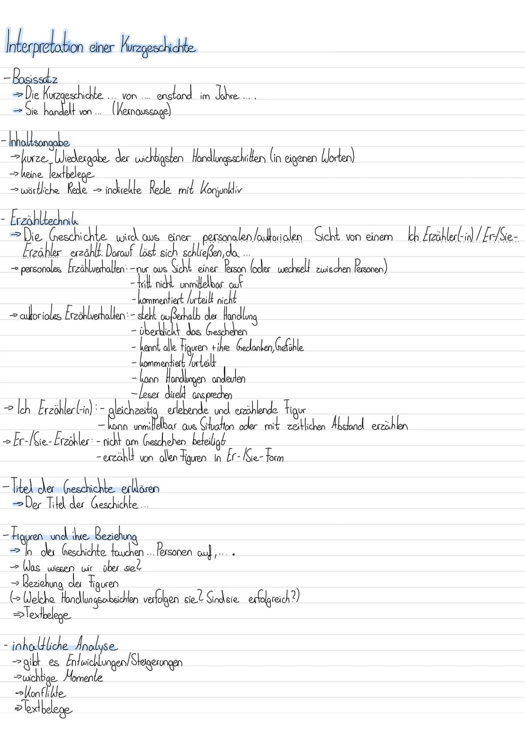 Interpretation einer Kurzgeschichte
-Basissatz
→ Die Kurzgeschichte..
•Sie handelt von....
→
enstand im Jahre....
von .....
(Kernaussage)
In
