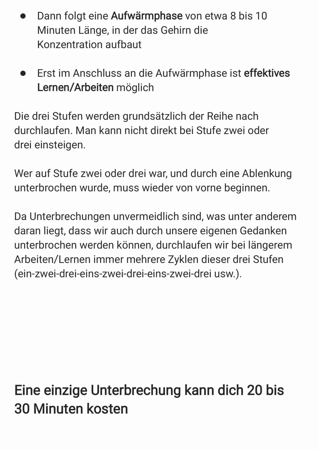 
<p>Um bessere Ergebnisse beim Lernen zu erzielen, sollte man an seiner Konzentrationsfähigkeit arbeiten. Das 3-Stufen-Modell kann dabei hel