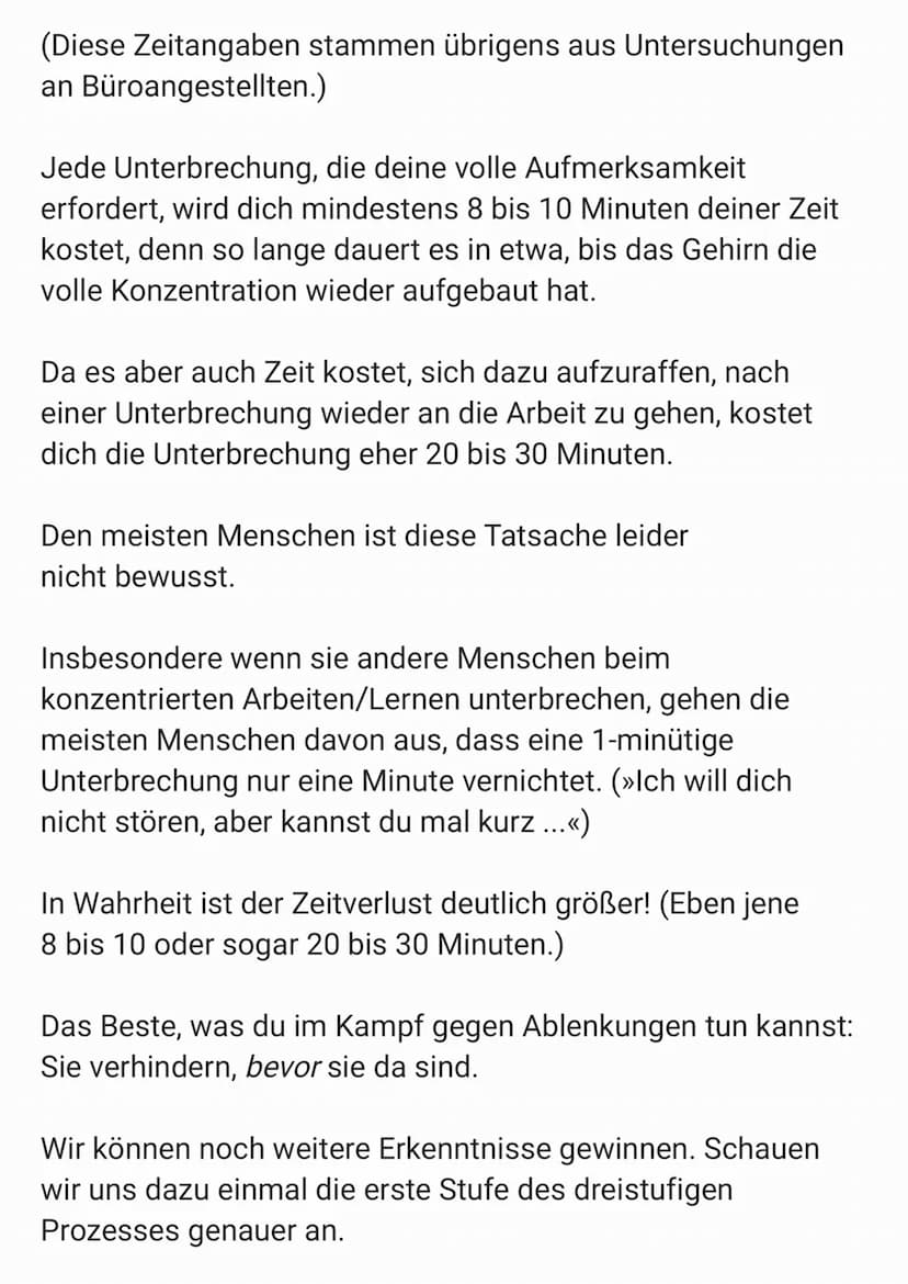 
<p>Um bessere Ergebnisse beim Lernen zu erzielen, sollte man an seiner Konzentrationsfähigkeit arbeiten. Das 3-Stufen-Modell kann dabei hel