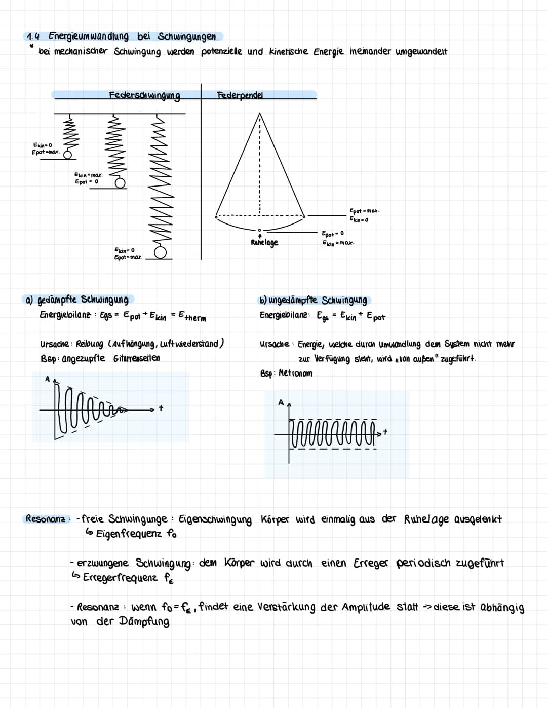 136
1.1 Definition und Vorraussetzung
Eine mechanische Schwingung ist eine zeitlich periodische Bewegung eines Körpers um eine Ruhelage.
All
