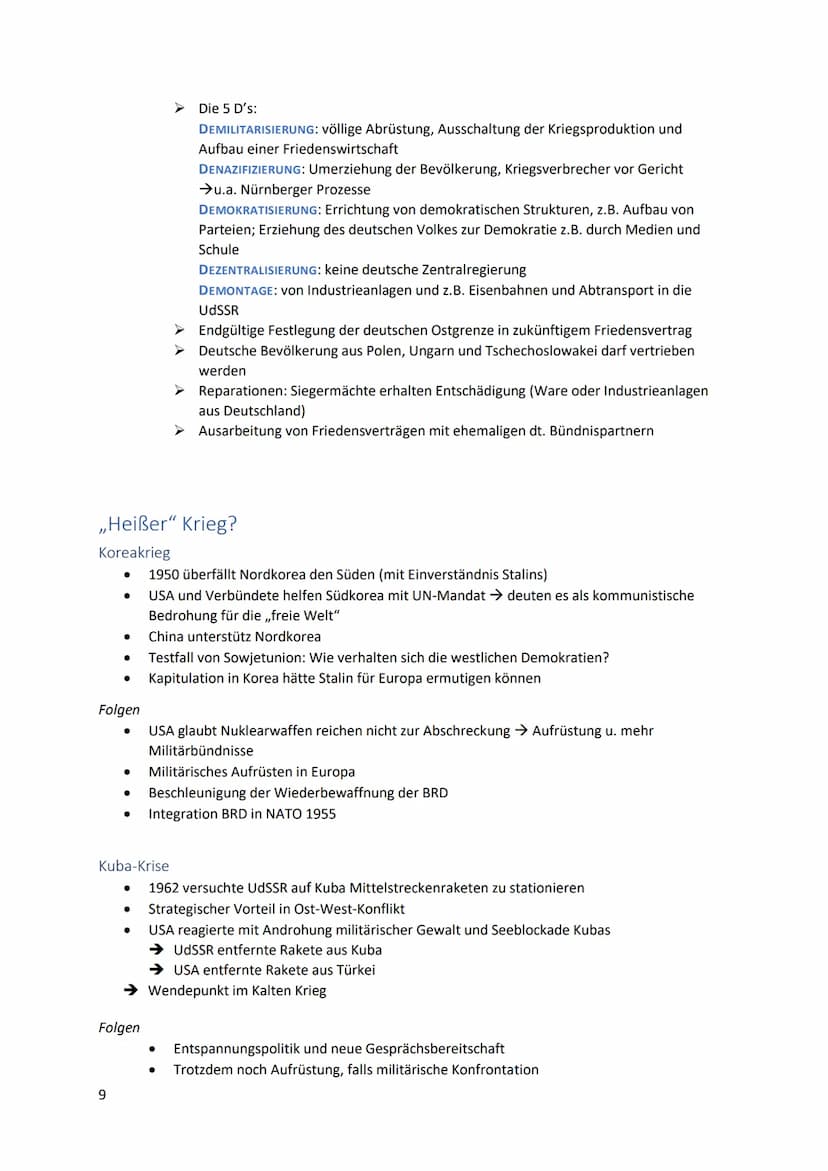 Inhalt
Zeitstrahl..
Entstehung des Ost-West-Konflikts.
Zerfall der Anti-Hitler-Koalition.
Ausgangssituation der Großmächte nach dem Krieg
Be