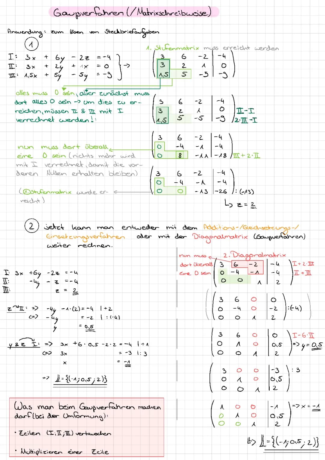 Gaußverfahren & Matrix