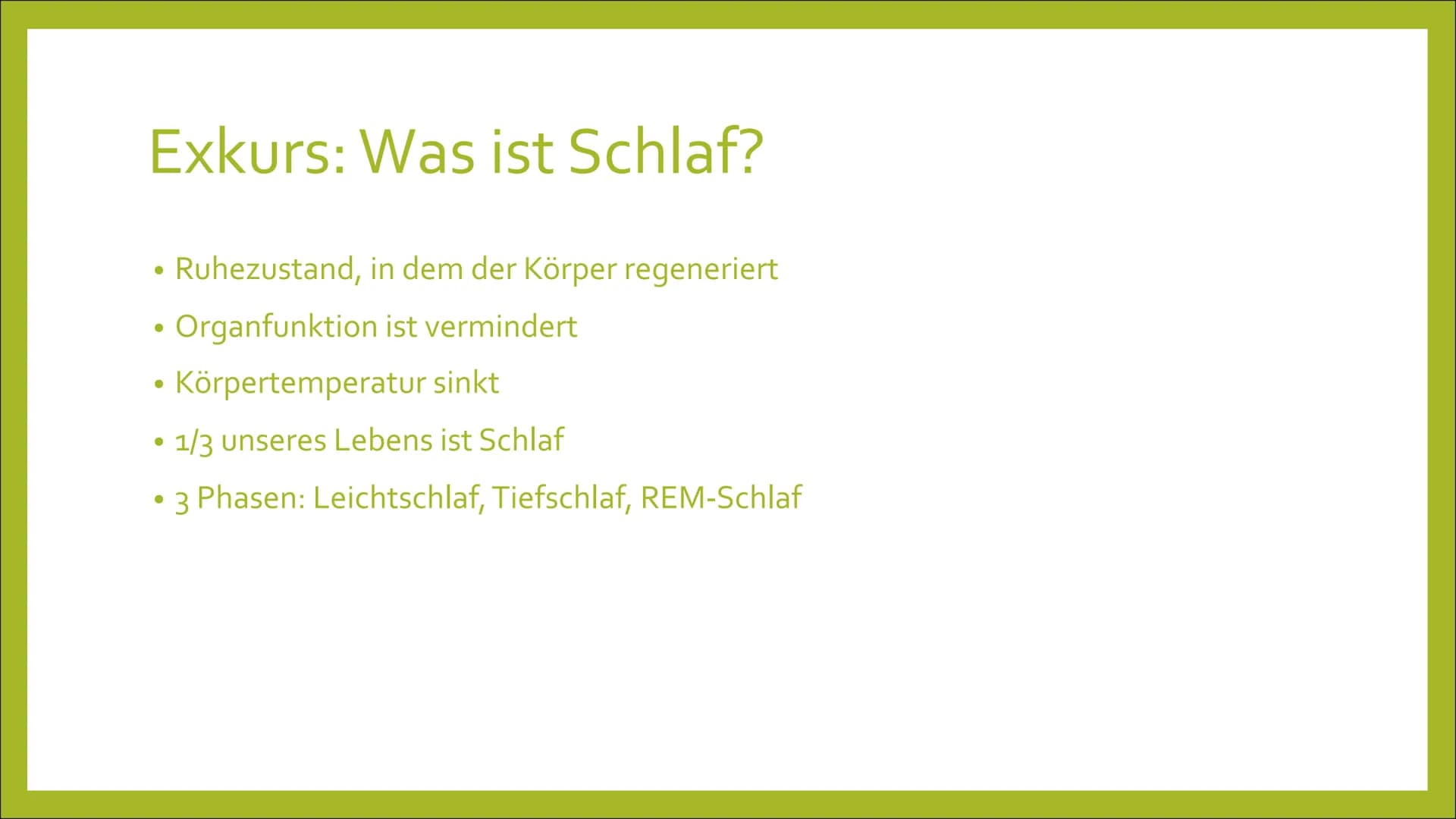 SCHLAFSTÖRUNGEN
Und warum erinnern wir uns nicht
ans Schlafwandeln? - oder doch?
shu
ㅓ
SLEEP Inhalt
Exkurs: Was ist Schlaf?
• 1. Zu wenig Sc