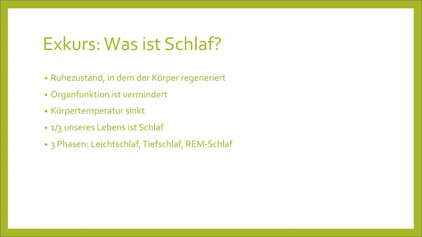 SCHLAFSTÖRUNGEN
Und warum erinnern wir uns nicht
ans Schlafwandeln? - oder doch?
shu
ㅓ
SLEEP Inhalt
Exkurs: Was ist Schlaf?
• 1. Zu wenig Sc