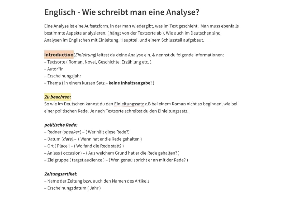 Wie schreibe ich eine Analyse? Was muss ich beachten? 