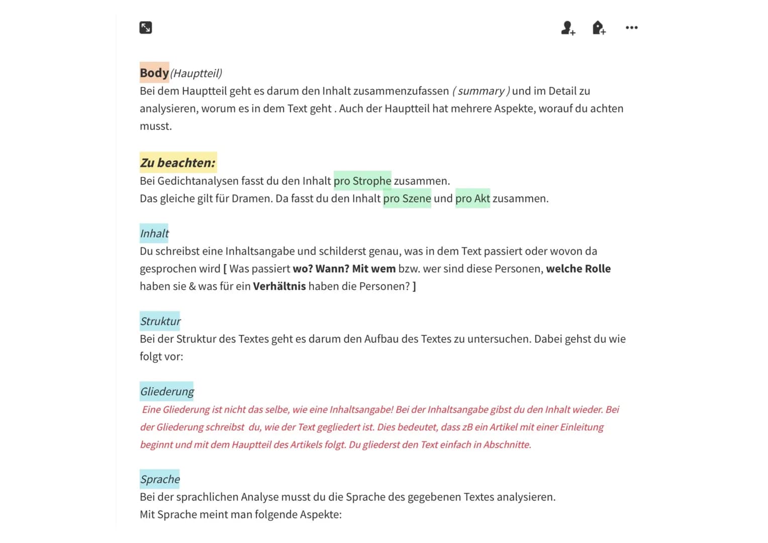 Englisch - Wie schreibt man eine Analyse?
Eine Analyse ist eine Aufsatzform, in der man wiedergibt, was im Text geschieht. Man muss ebenfall