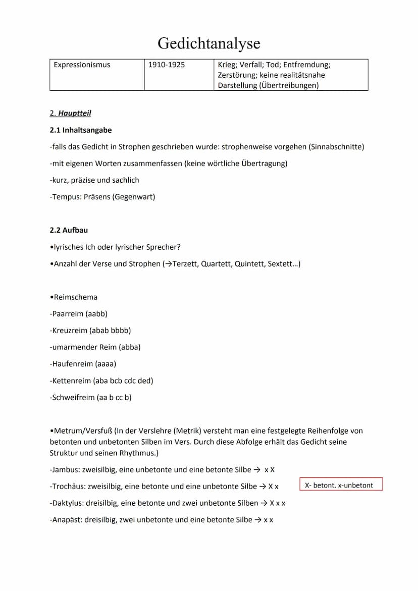 Gedichtanalyse
Was ist überhaupt eine Gedichtanalyse?
Unter Gedichtanalyse lässt sich im weiteren Sinne lässt sich jede systematische,
verst