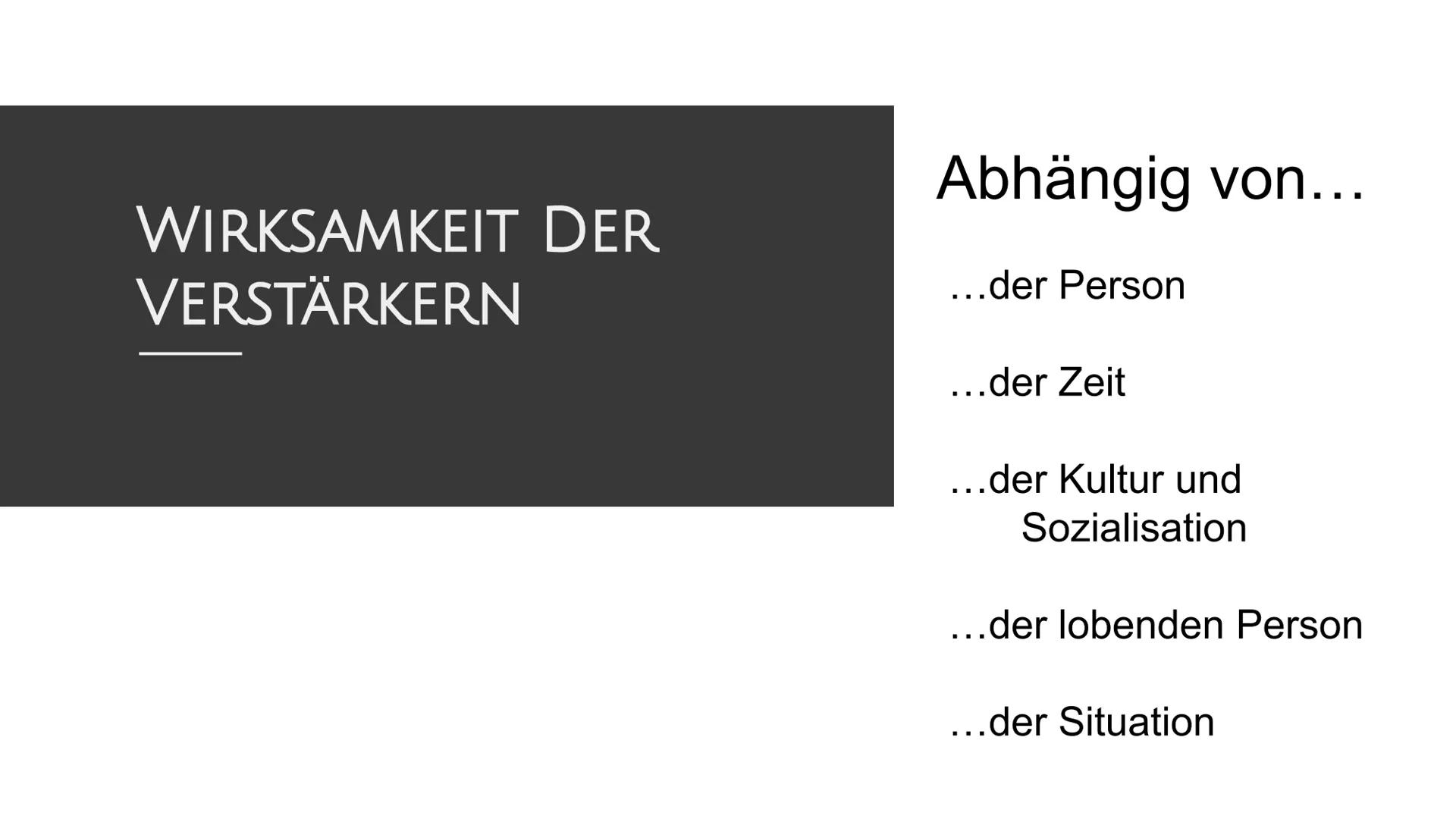 Operante Konditionierung
Definition
Operante Konditionierung: Bei einer Operanten Konditionierung wird auf die
Auftrittshäufigkeit einer Ver