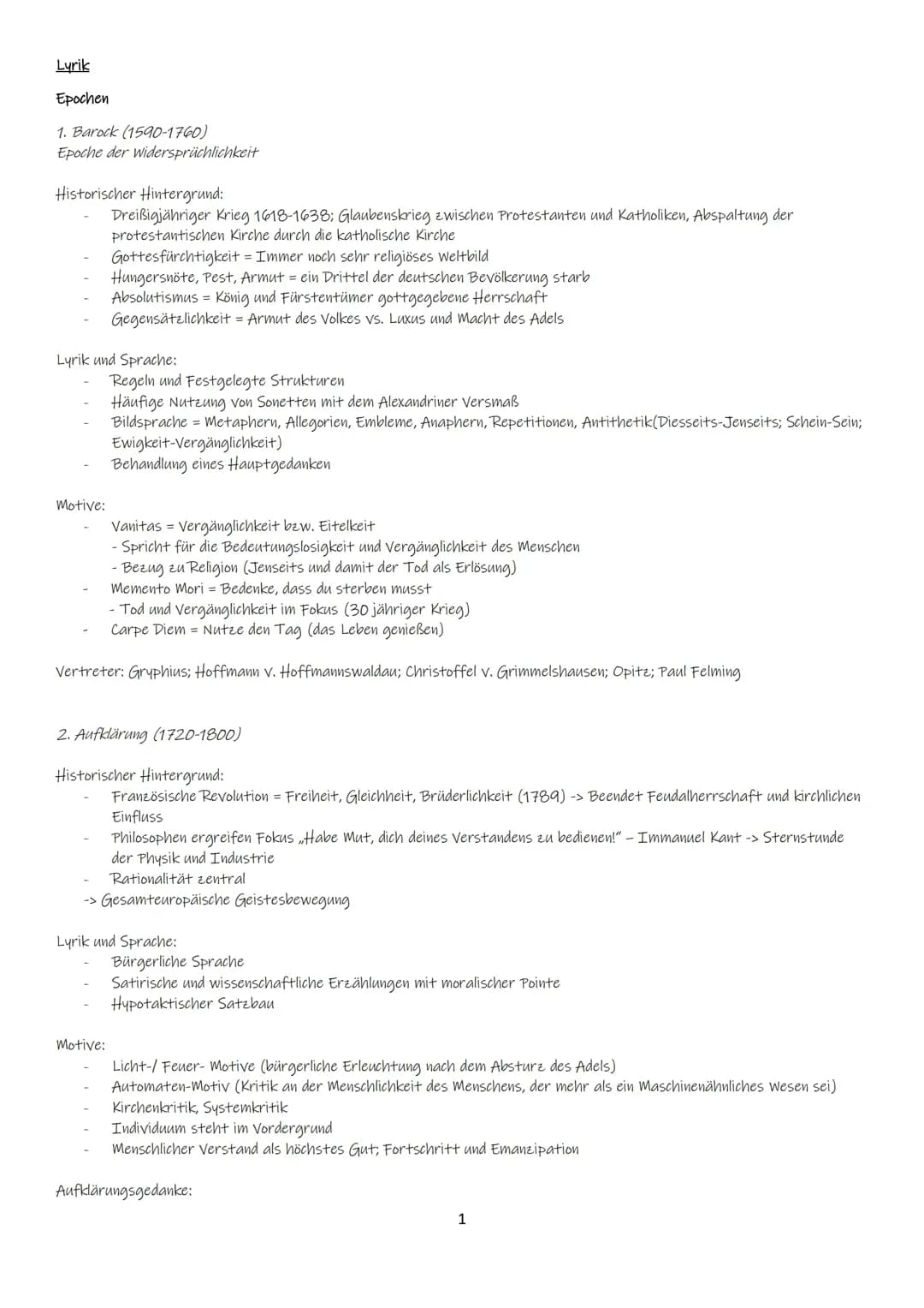 Deutsch auf einen Blick: Epochen der deutschen Literatur und Sprachwandel - Tipps für Abitur
