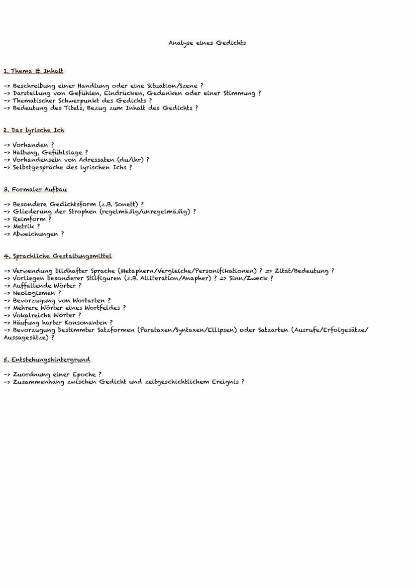 Merkmale:
Inhaltlich: Expression der Gedanken und Gefühle eines subjektiven Sprechers
-> Lyrisches ich # Autor: Hervorhebung des subjektiven