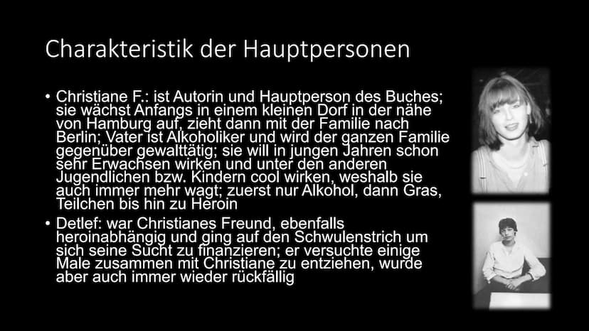 Wir Kinder vom Bahnhof Zoo
Christiane F. Inhalt
Biografie
• Entstehung des Buches und weitere Werke
• Informationen zum Buch
Charakteristik 