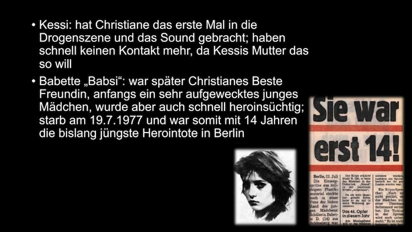 Wir Kinder vom Bahnhof Zoo
Christiane F. Inhalt
Biografie
• Entstehung des Buches und weitere Werke
• Informationen zum Buch
Charakteristik 